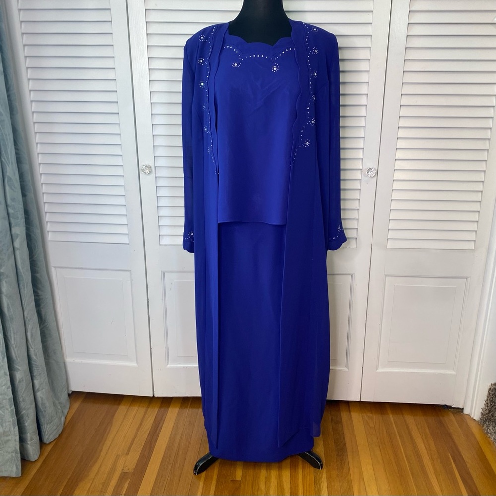 Misty Lane Evening | Elegant Blue Skirt, Top, and Jacket Set | Size 8